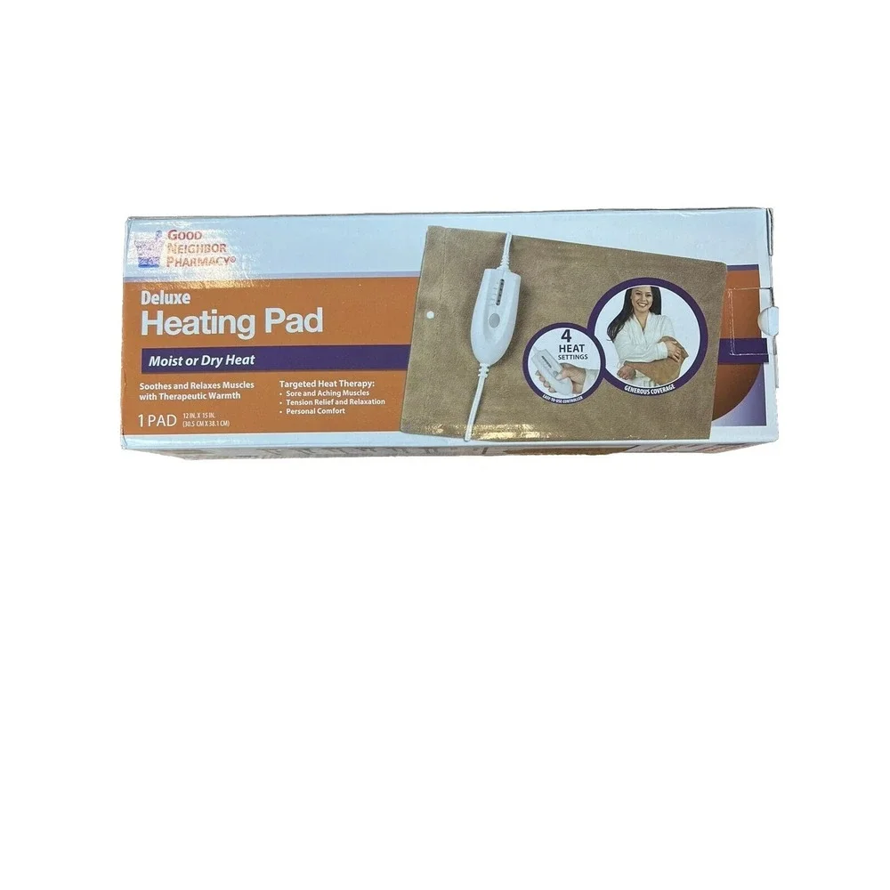 New Deluxe Heating Pad Moist Or Dry Heat Brown Micro Plush 15